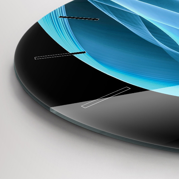 Ceas rotund de perete din sticlă Abstracția albastră