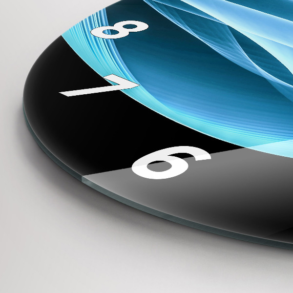 Ceas rotund de perete din sticlă Abstracția albastră