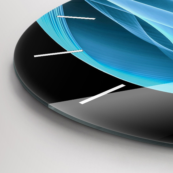 Ceas rotund de perete din sticlă Abstracția albastră