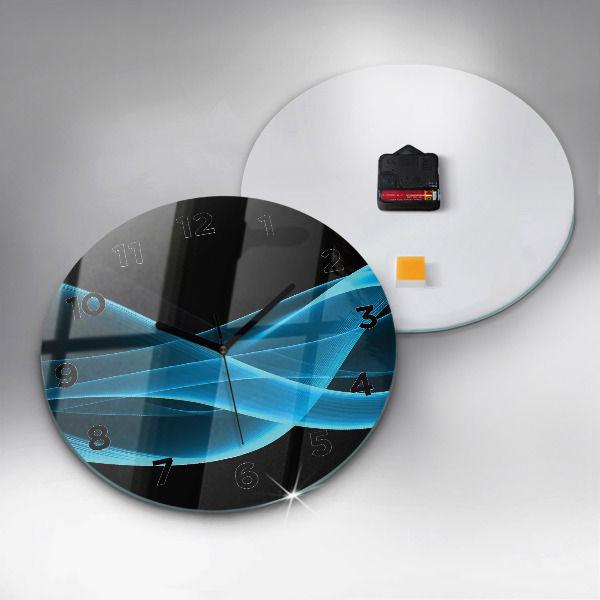 Ceas rotund de perete din sticlă Abstracția albastră