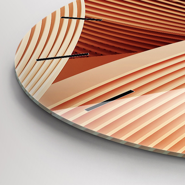 Ceas rotund de perete din sticlă Model de val abstract