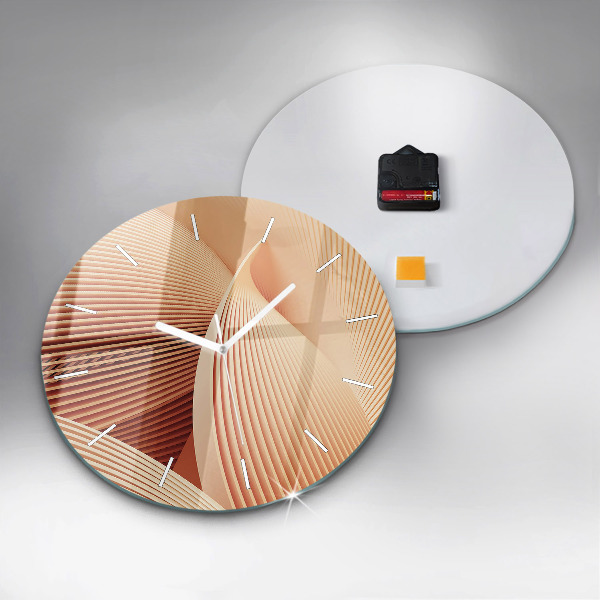 Ceas rotund de perete din sticlă Model de val abstract