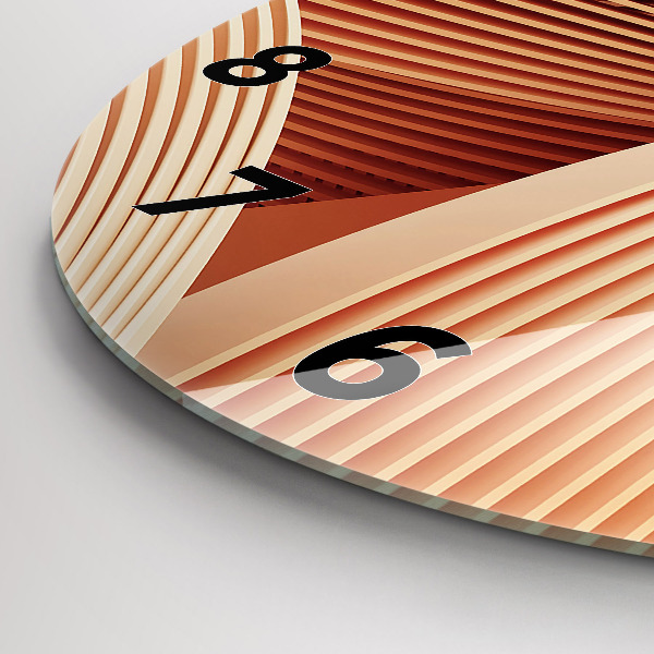 Ceas rotund de perete din sticlă Model de val abstract