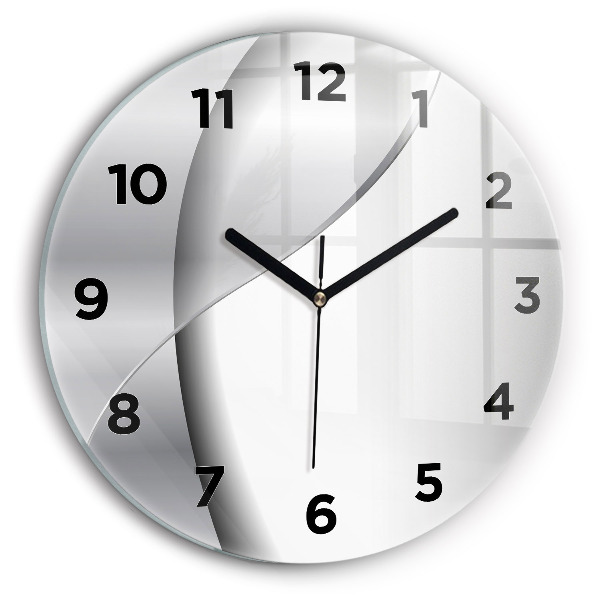 Ceas rotund de perete din sticlă Abstracția argintului