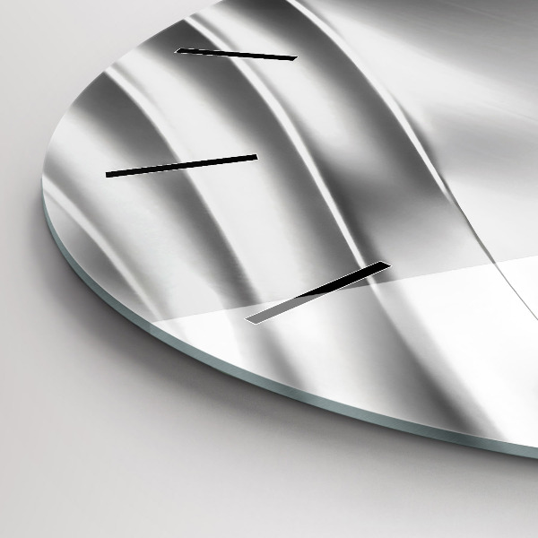 Ceas rotund de perete din sticlă Abstracția argintului