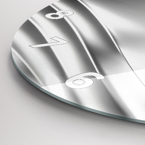 Ceas rotund de perete din sticlă Abstracția argintului