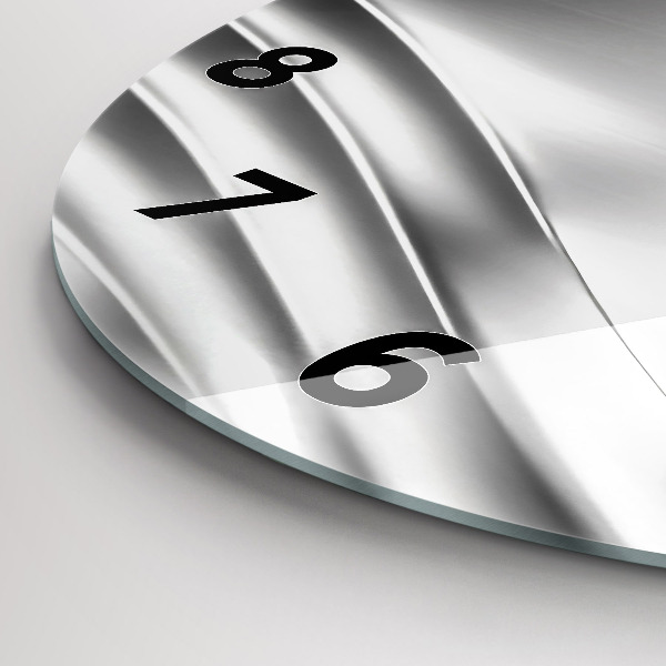 Ceas rotund de perete din sticlă Abstracția argintului