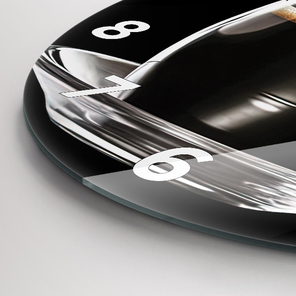 Ceas rotund de perete din sticlă Cafea neagră