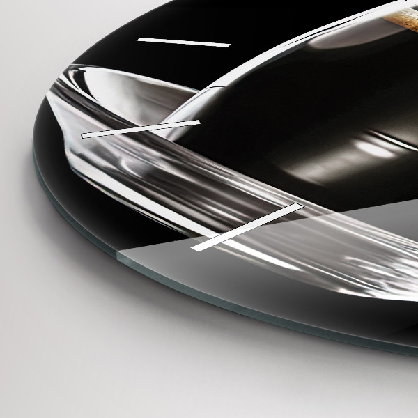 Ceas rotund de perete din sticlă Cafea neagră