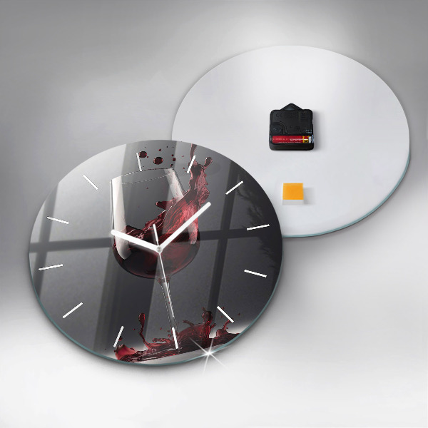 Ceas rotund de perete din sticlă Un pahar de vin roșu