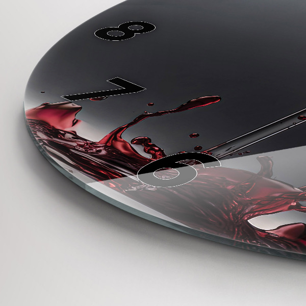 Ceas rotund de perete din sticlă Un pahar de vin roșu