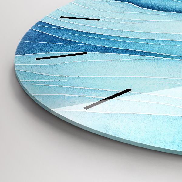 Ceas rotund de perete din sticlă Nori albaștri