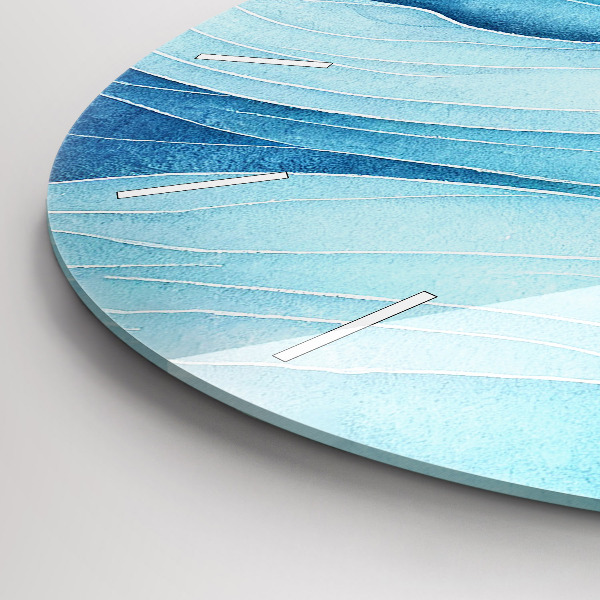 Ceas rotund de perete din sticlă Nori albaștri