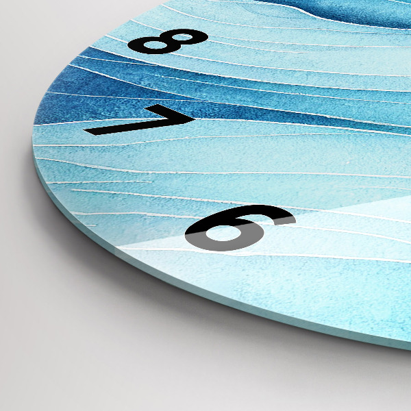 Ceas rotund de perete din sticlă Nori albaștri