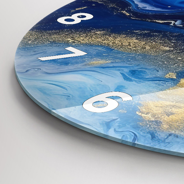 Ceas rotund de perete din sticlă Marmură albastră