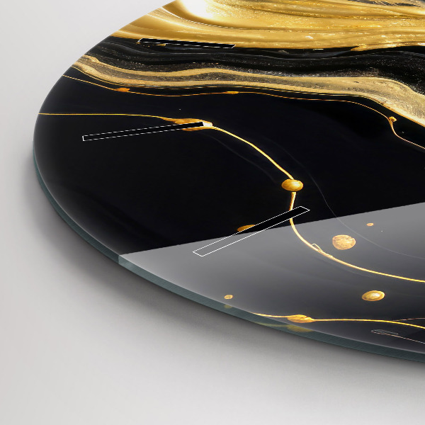 Ceas rotund de perete din sticlă Marmură aurie