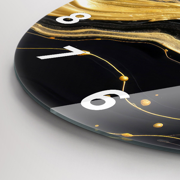 Ceas rotund de perete din sticlă Marmură aurie