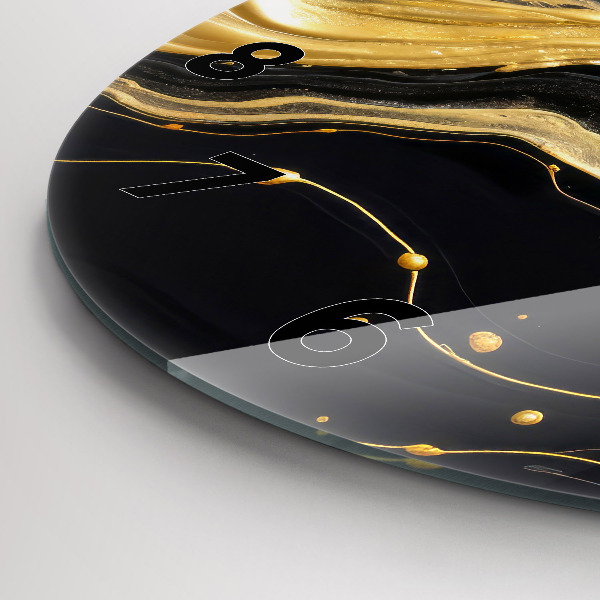 Ceas rotund de perete din sticlă Marmură aurie