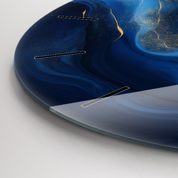 Ceas rotund de perete din sticlă Marmură albastră