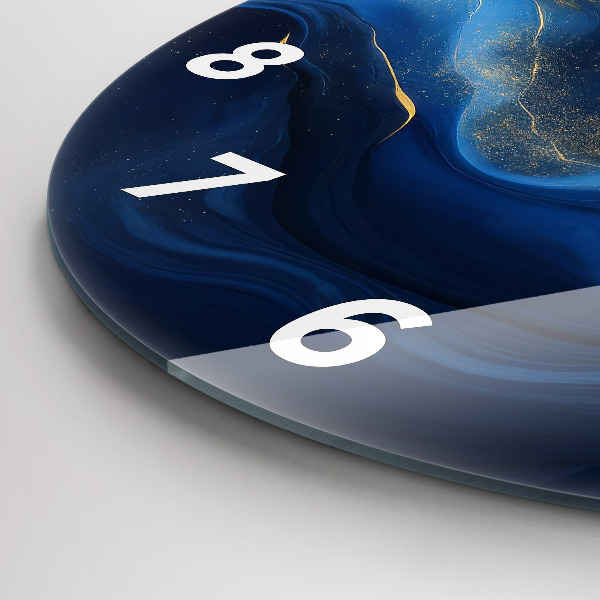 Ceas rotund de perete din sticlă Marmură albastră