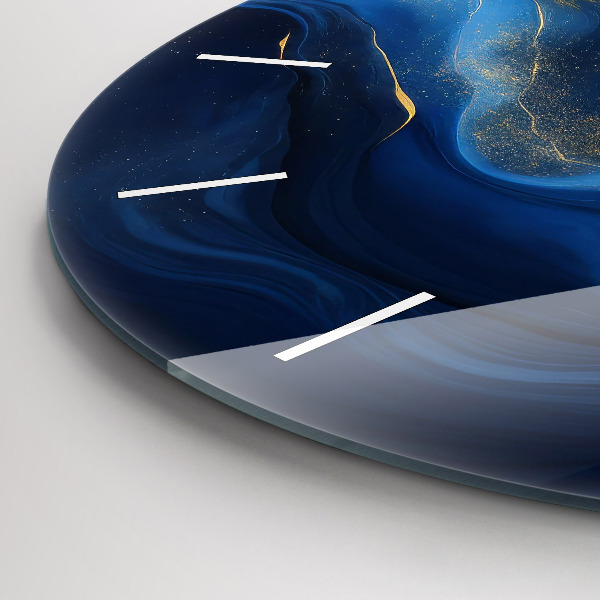 Ceas rotund de perete din sticlă Marmură albastră