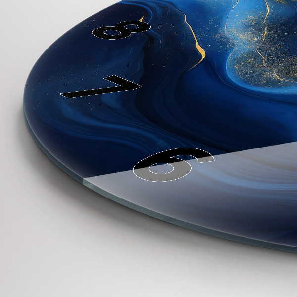 Ceas rotund de perete din sticlă Marmură albastră