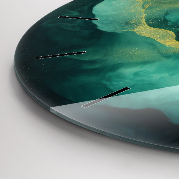 Ceas rotund de perete din sticlă Marmură verde