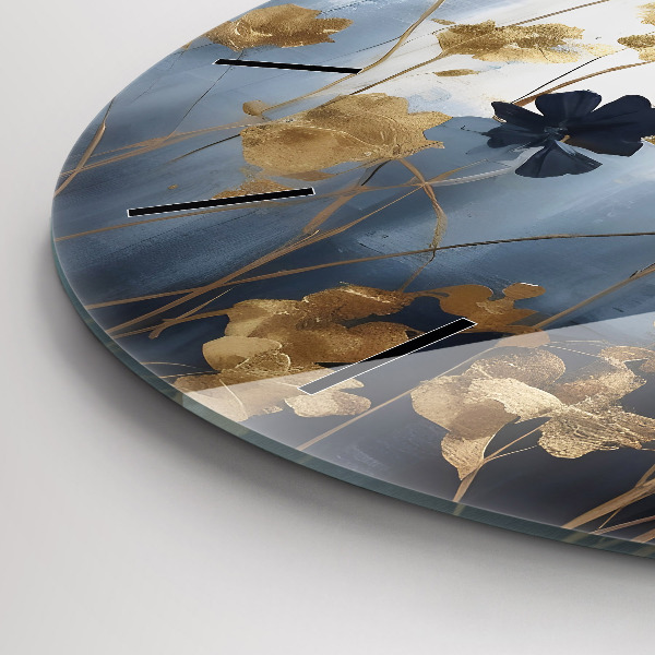 Ceas rotund de perete din sticlă Flori abstracte