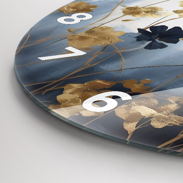 Ceas rotund de perete din sticlă Flori abstracte