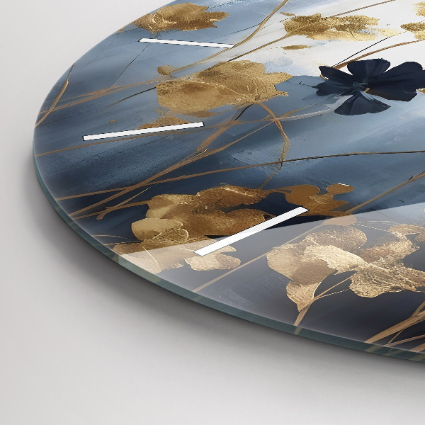 Ceas rotund de perete din sticlă Flori abstracte