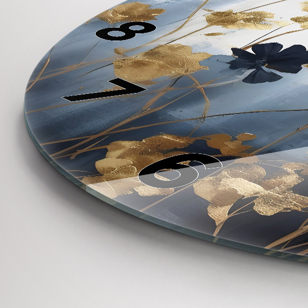 Ceas rotund de perete din sticlă Flori abstracte