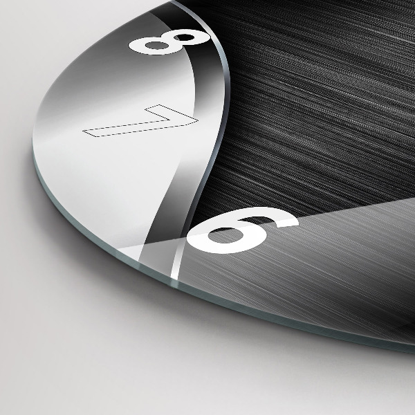 Ceas rotund de perete din sticlă Linii negre și argintii