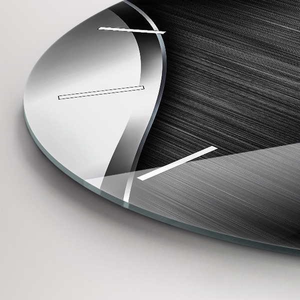 Ceas rotund de perete din sticlă Linii negre și argintii