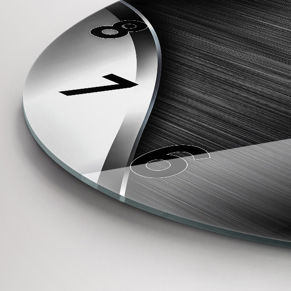 Ceas rotund de perete din sticlă Linii negre și argintii