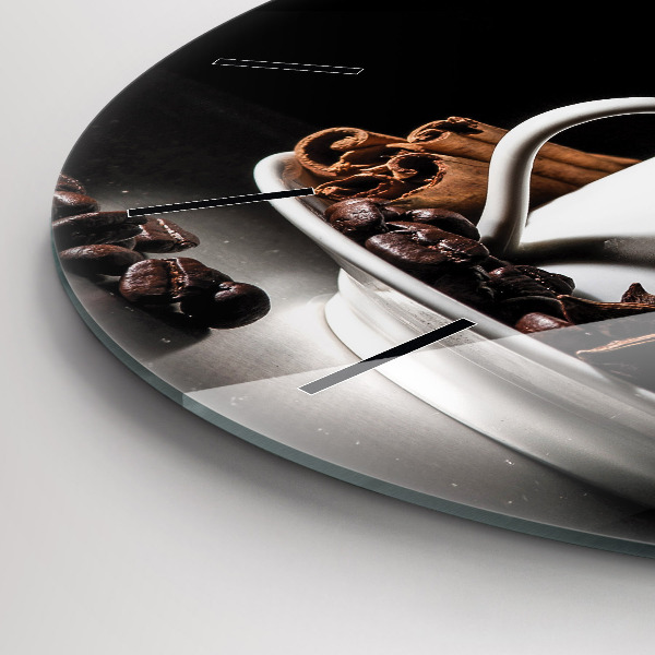 Ceas rotund de perete din sticlă O ceașcă de cafea