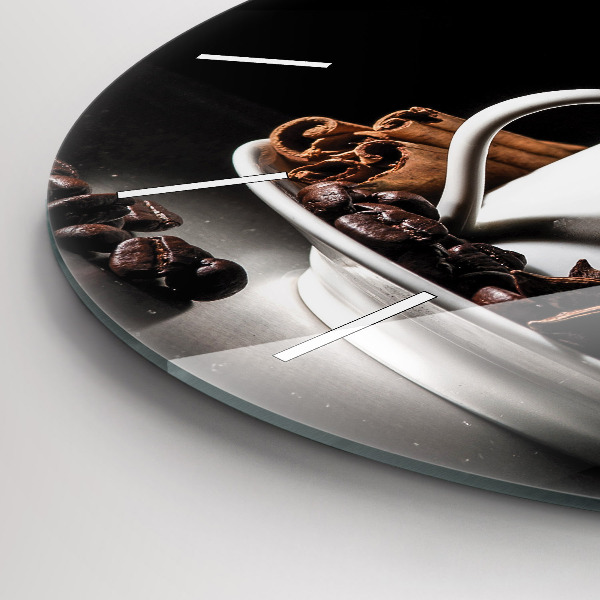 Ceas rotund de perete din sticlă O ceașcă de cafea