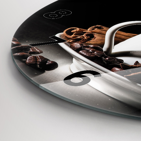 Ceas rotund de perete din sticlă O ceașcă de cafea