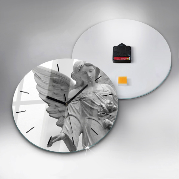 Ceas rotund de perete din sticlă Sculptură înger veche