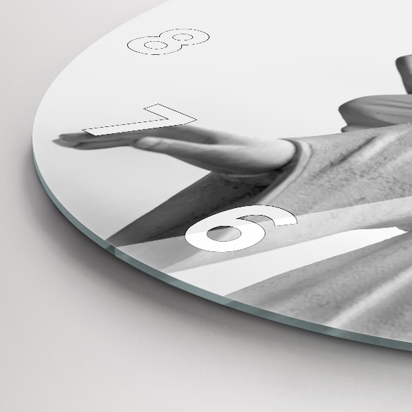 Ceas rotund de perete din sticlă Sculptură înger veche