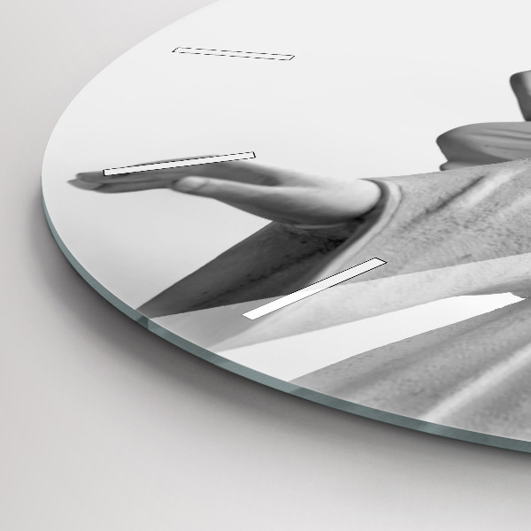 Ceas rotund de perete din sticlă Sculptură înger veche