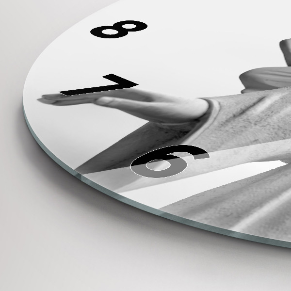 Ceas rotund de perete din sticlă Sculptură înger veche