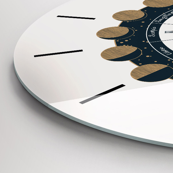 Ceas rotund de perete din sticlă Fazele lunii și ochiul