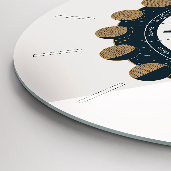 Ceas rotund de perete din sticlă Fazele lunii și ochiul