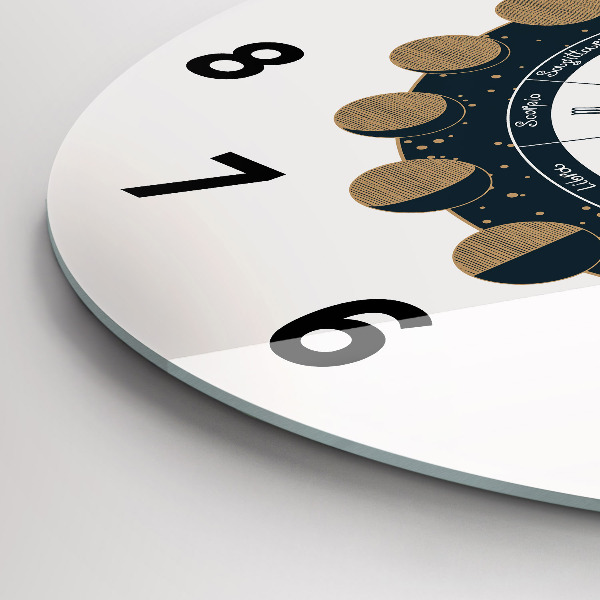 Ceas rotund de perete din sticlă Fazele lunii și ochiul