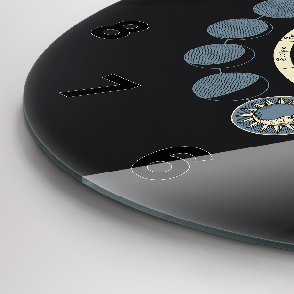 Ceas rotund de perete din sticlă Fazele lunii