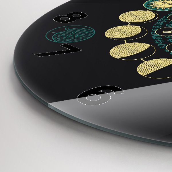 Ceas rotund de perete din sticlă Fazele lunii