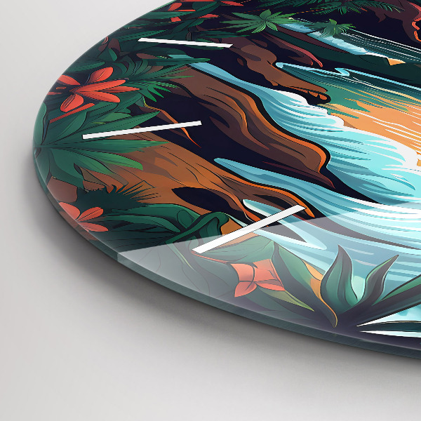 Ceas rotund de perete din sticlă Apus de soare de poveste