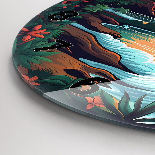 Ceas rotund de perete din sticlă Apus de soare de poveste