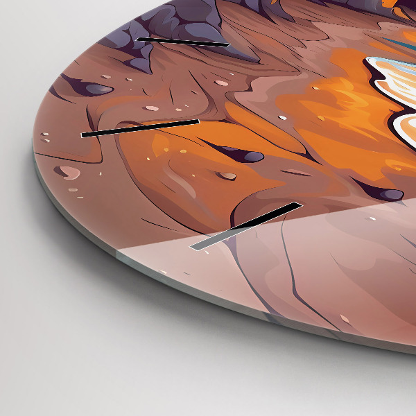 Ceas rotund de perete din sticlă Oceanul și soarele de poveste