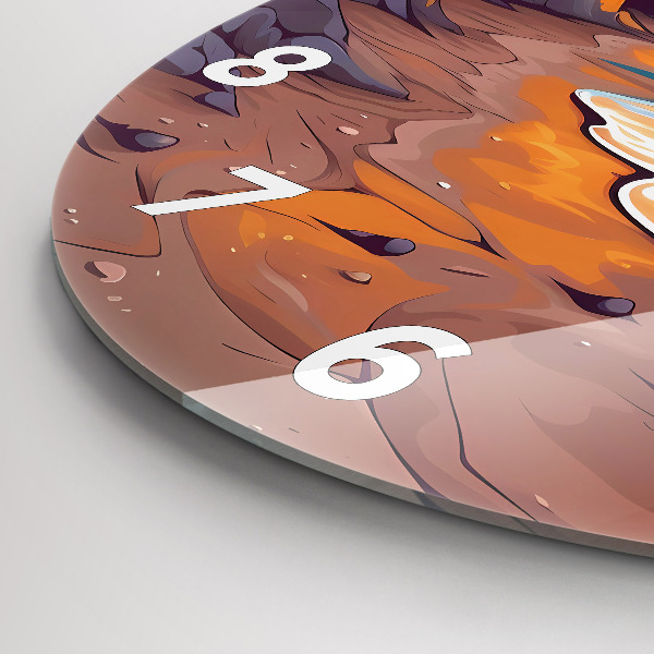 Ceas rotund de perete din sticlă Oceanul și soarele de poveste